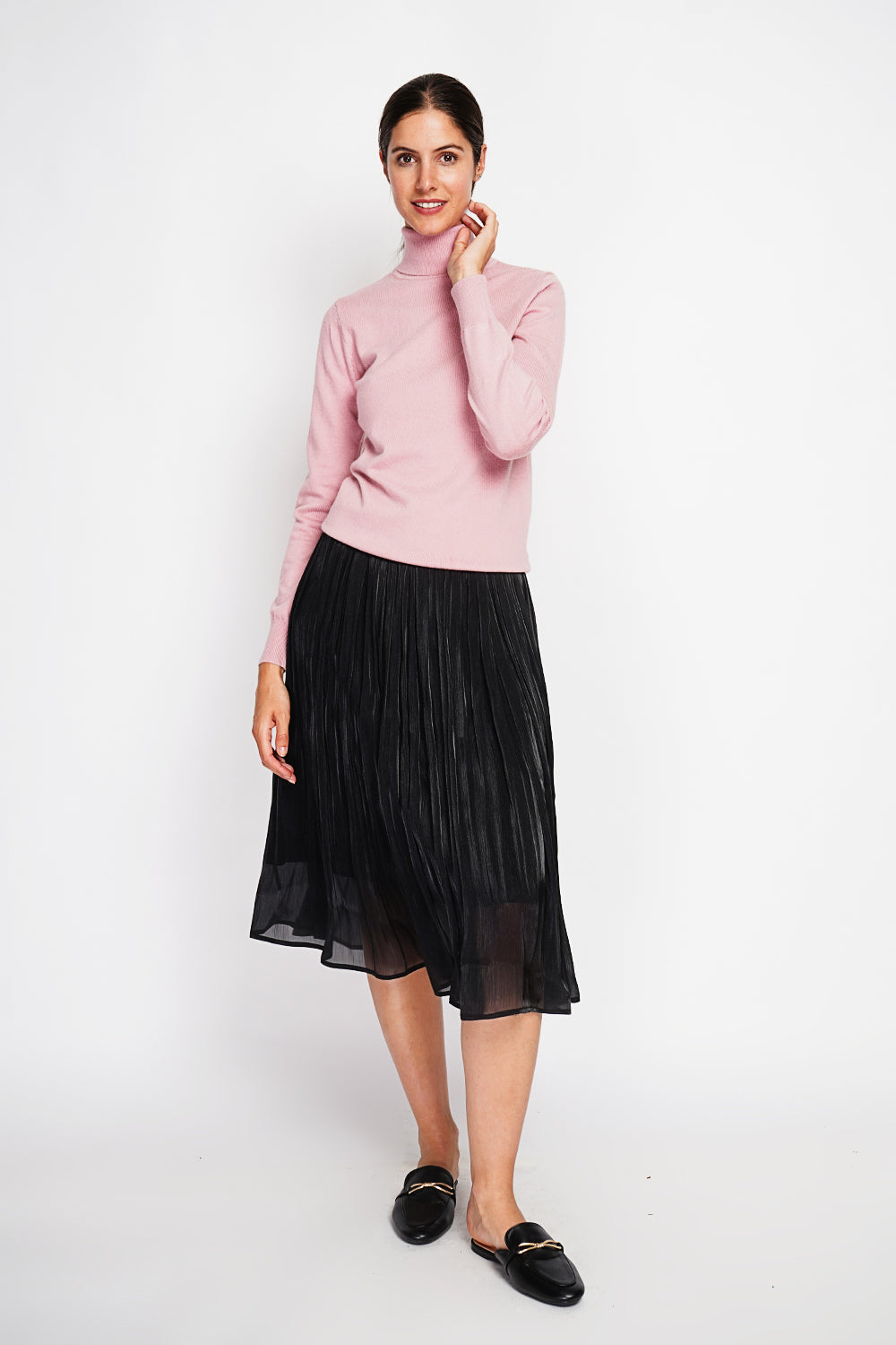 Pull col roulé classique 2 fils – Vieux rose – William de Faye