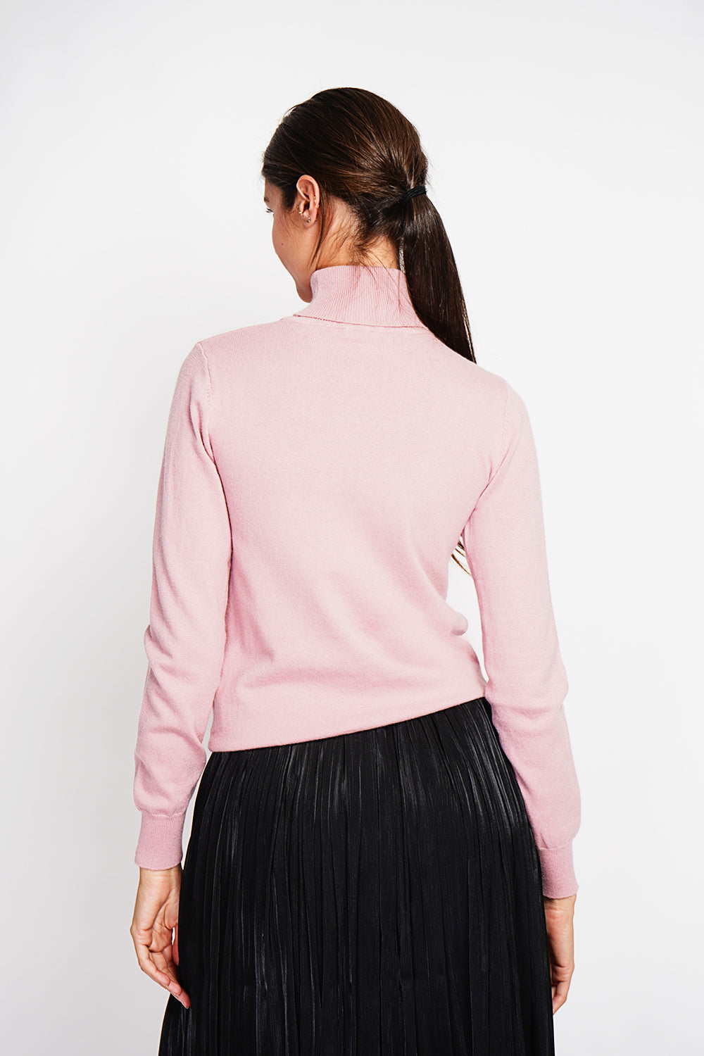 Pull col roulé classique 2 fils – Vieux rose – William de Faye