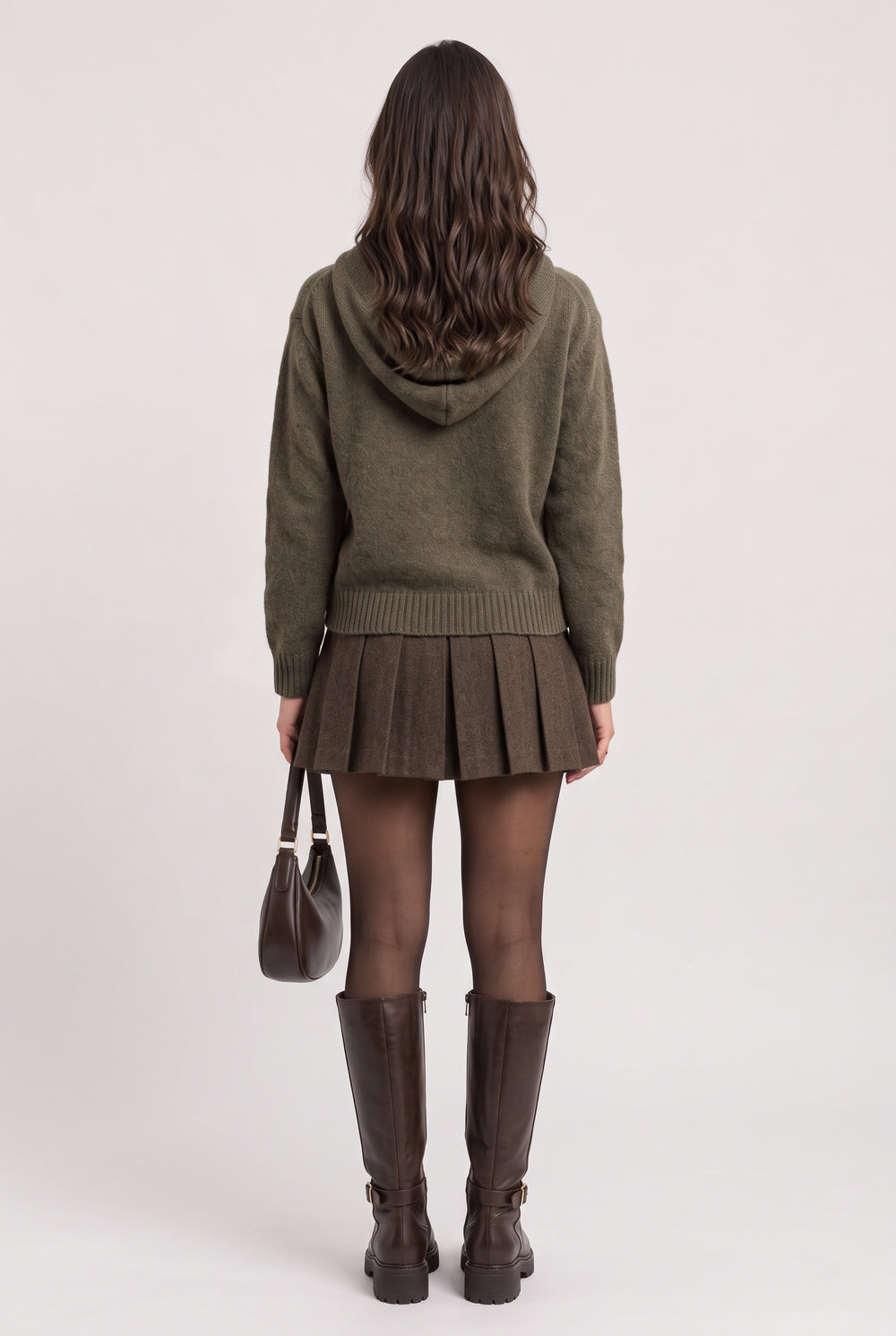 Oversized hoodie, chest pocket, long sleeves, 2-ply – Khaki – William de Faye