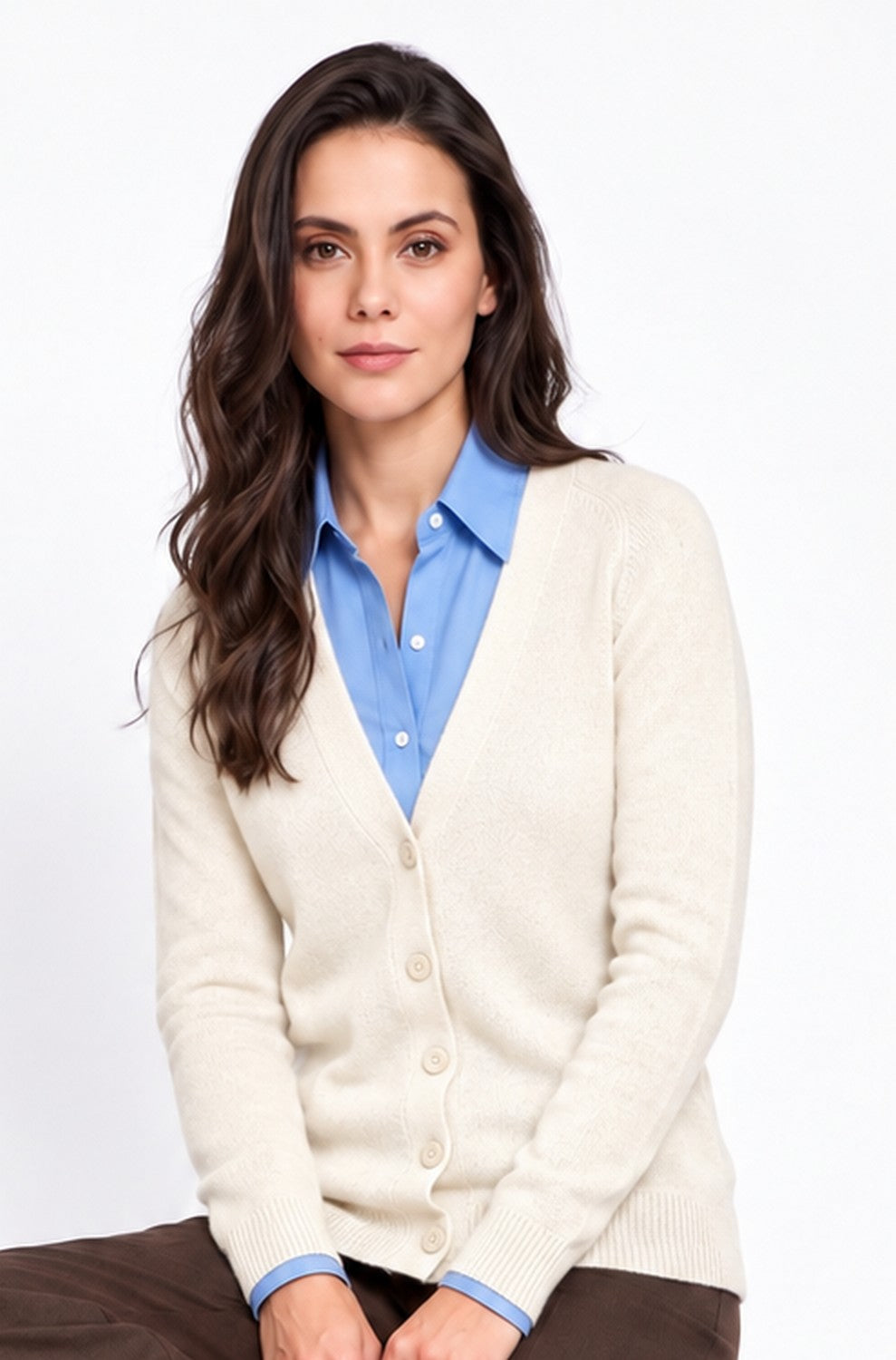 Gilet long oversize à poches – Blanc cassé – William de Faye