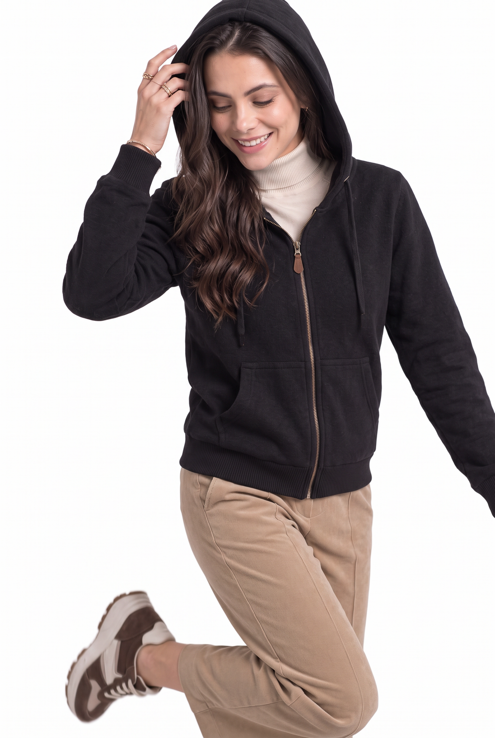 Gilet zippé à capuche – Noir – William de Faye