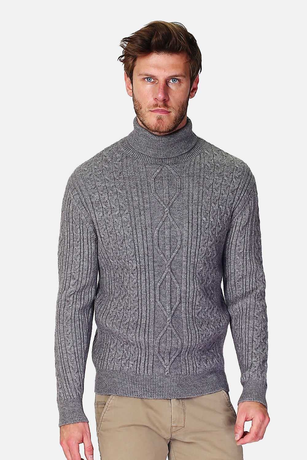 Long Sleeve Cable Knit Turtleneck Sweater