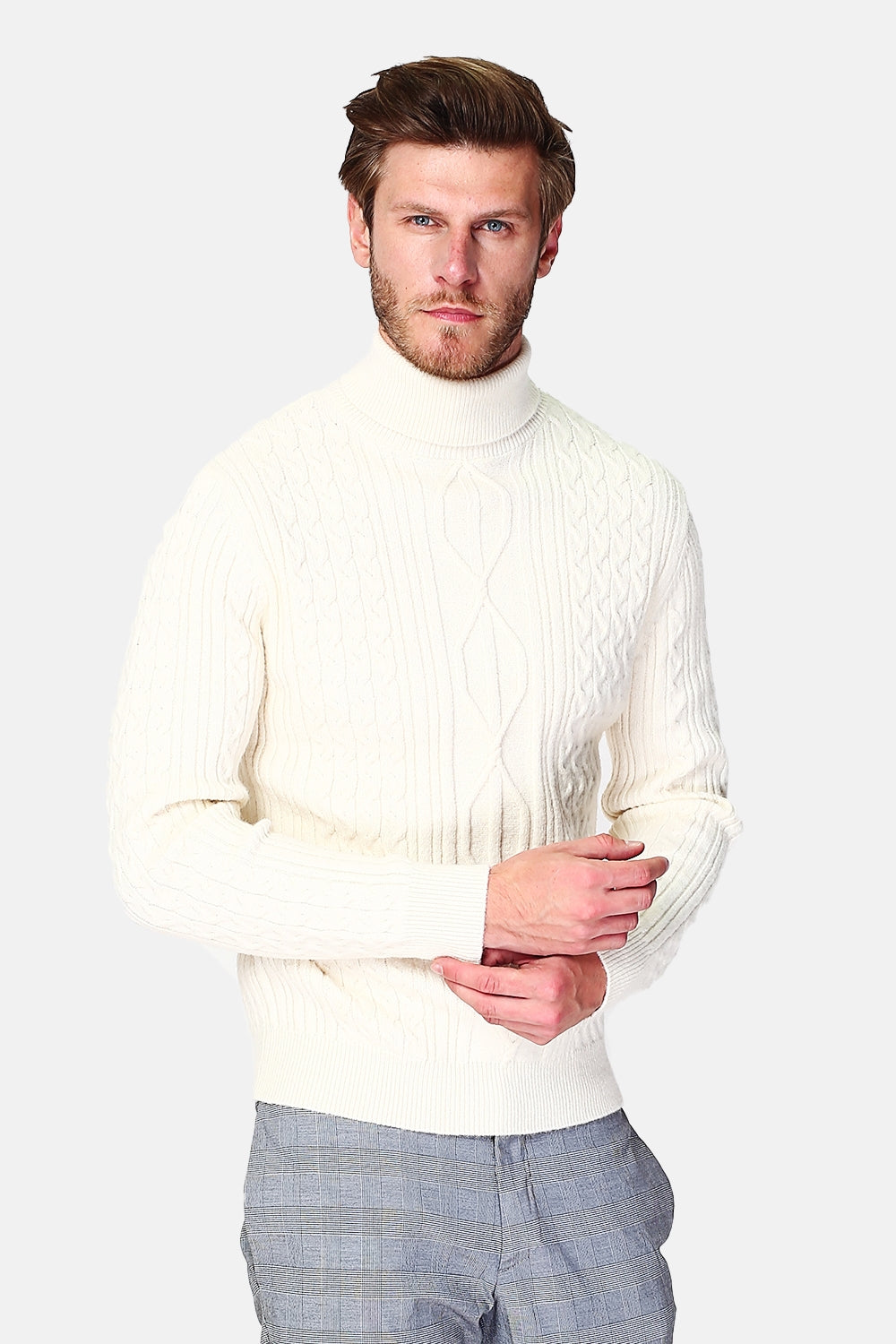 Long Sleeve Cable Knit Turtleneck Sweater