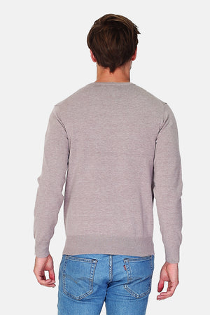 Classic V-neck sweater with long sleeves knitting in 3 threads