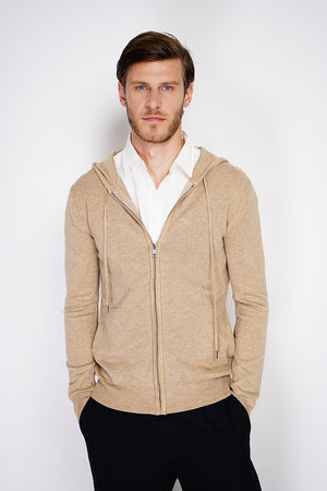 Zipped vest in long-sleeved knitted hoods