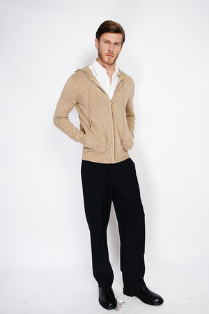 Zipped vest in long-sleeved knitted hoods