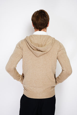 Zipped vest in long-sleeved knitted hoods