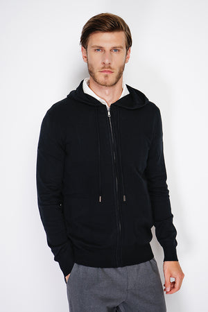 Zipped vest in long-sleeved knitted hoods