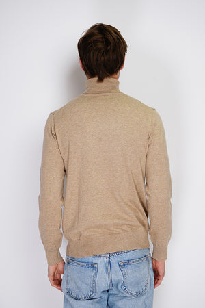 Classic turtleneck sweater with long sleeves knit in 2 threads