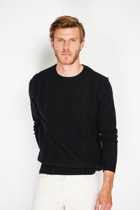 Fancy knitted crew neck sweater with long sleeves in 4 threads