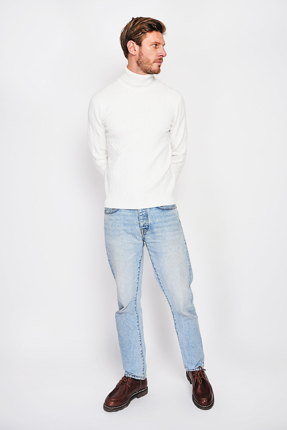 Long Sleeve Twisted Turtleneck Sweater