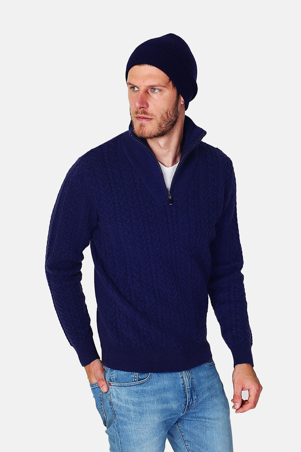 Mixed hat in 4-ply English ribbing