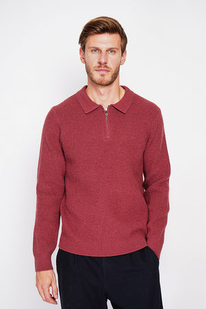 Half-zip polo sweater with long sleeves in 6 threads