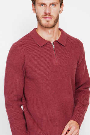 Half-zip polo sweater with long sleeves in 6 threads