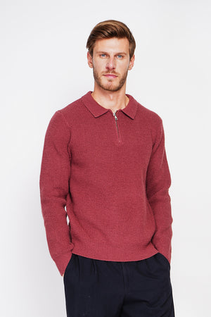 Half-zip polo sweater with long sleeves in 6 threads