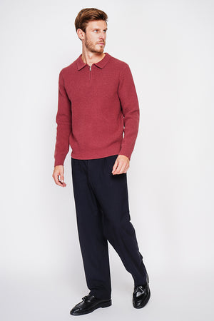 Half-zip polo sweater with long sleeves in 6 threads