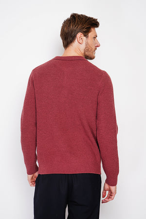 Half-zip polo sweater with long sleeves in 6 threads