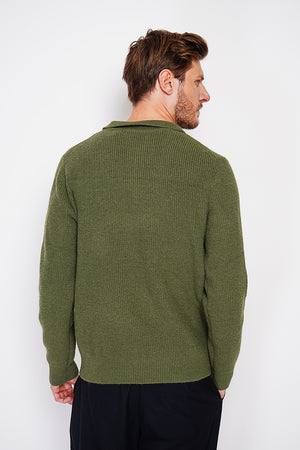 Half-zip polo sweater with long sleeves in 6 threads