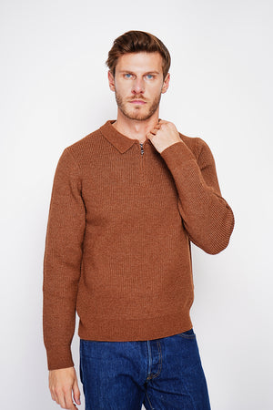 Half-zip polo sweater with long sleeves in 6 threads
