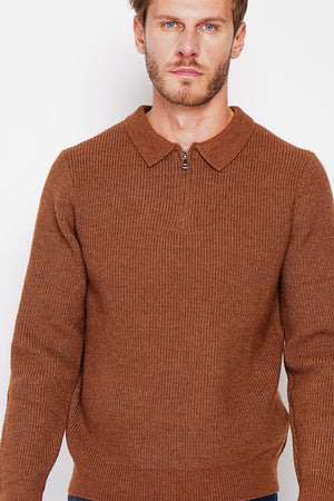 Half-zip polo sweater with long sleeves in 6 threads