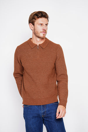Half-zip polo sweater with long sleeves in 6 threads