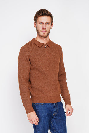 Half-zip polo sweater with long sleeves in 6 threads