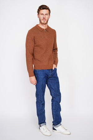 Half-zip polo sweater with long sleeves in 6 threads