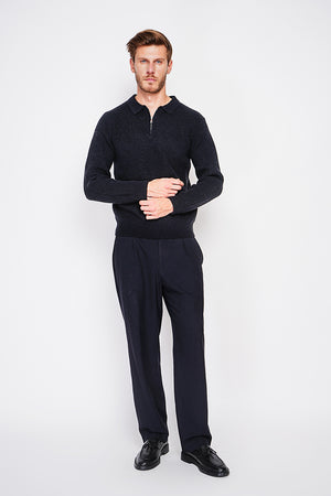 Half-zip polo sweater with long sleeves in 6 threads