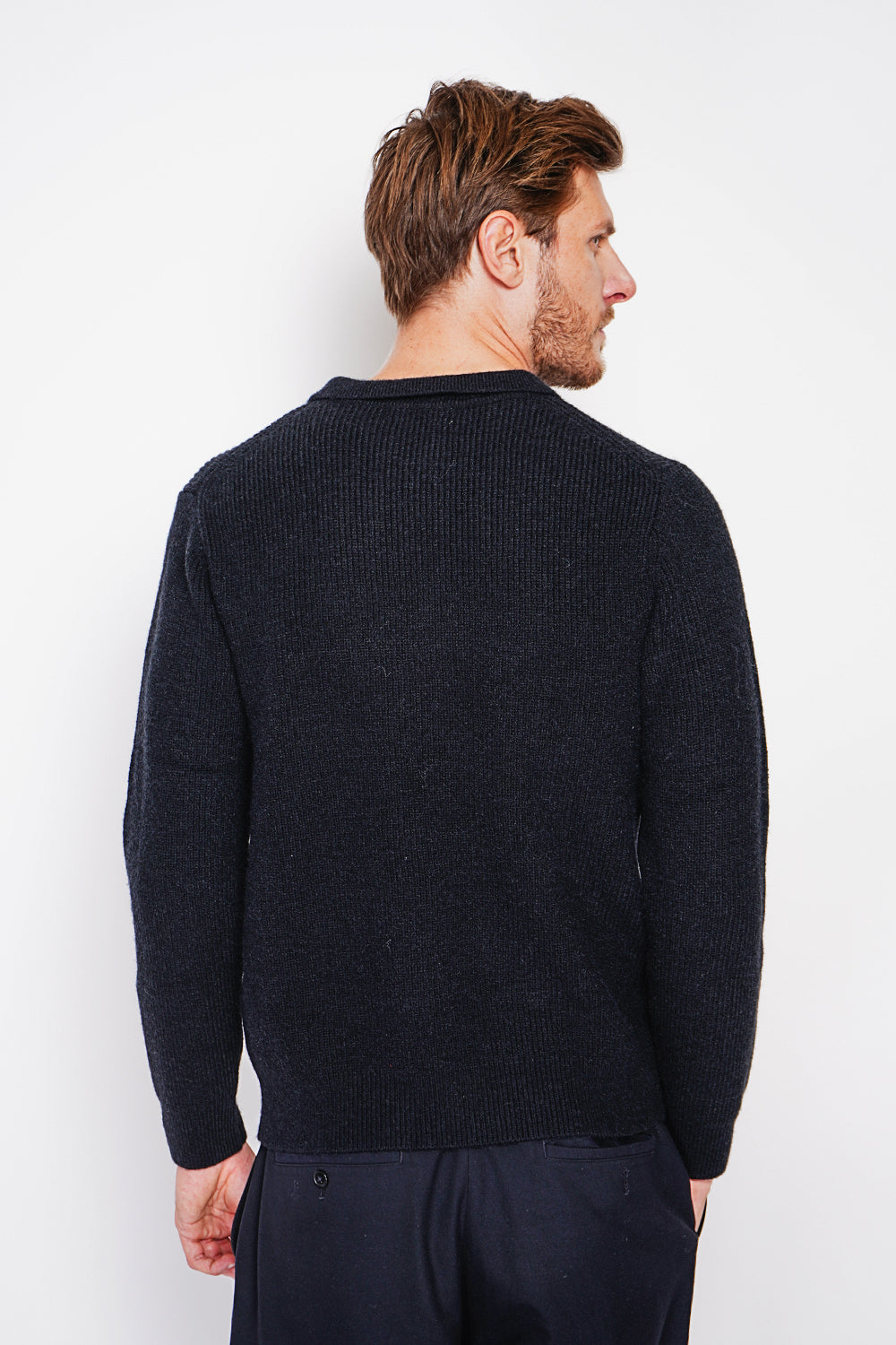 Half-zip polo sweater with long sleeves in 6 threads
