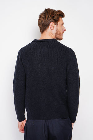 Half-zip polo sweater with long sleeves in 6 threads