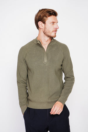 Half-zip polo sweater with long sleeves in 6 threads