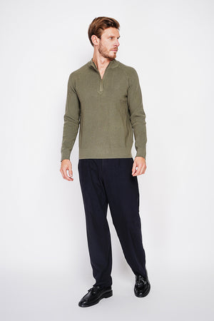 Half-zip polo sweater with long sleeves in 6 threads