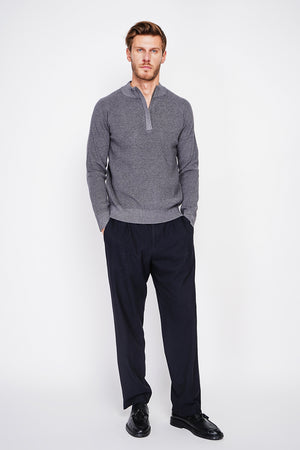 Half-zip polo sweater with long sleeves in 6 threads