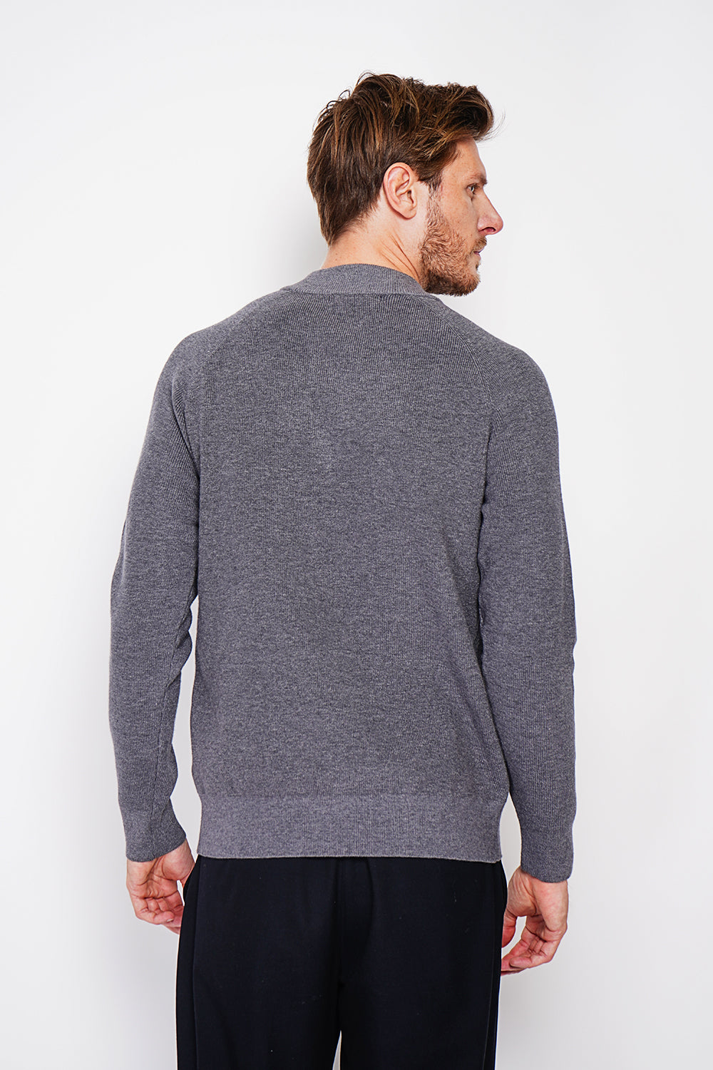Half-zip polo sweater with long sleeves in 6 threads