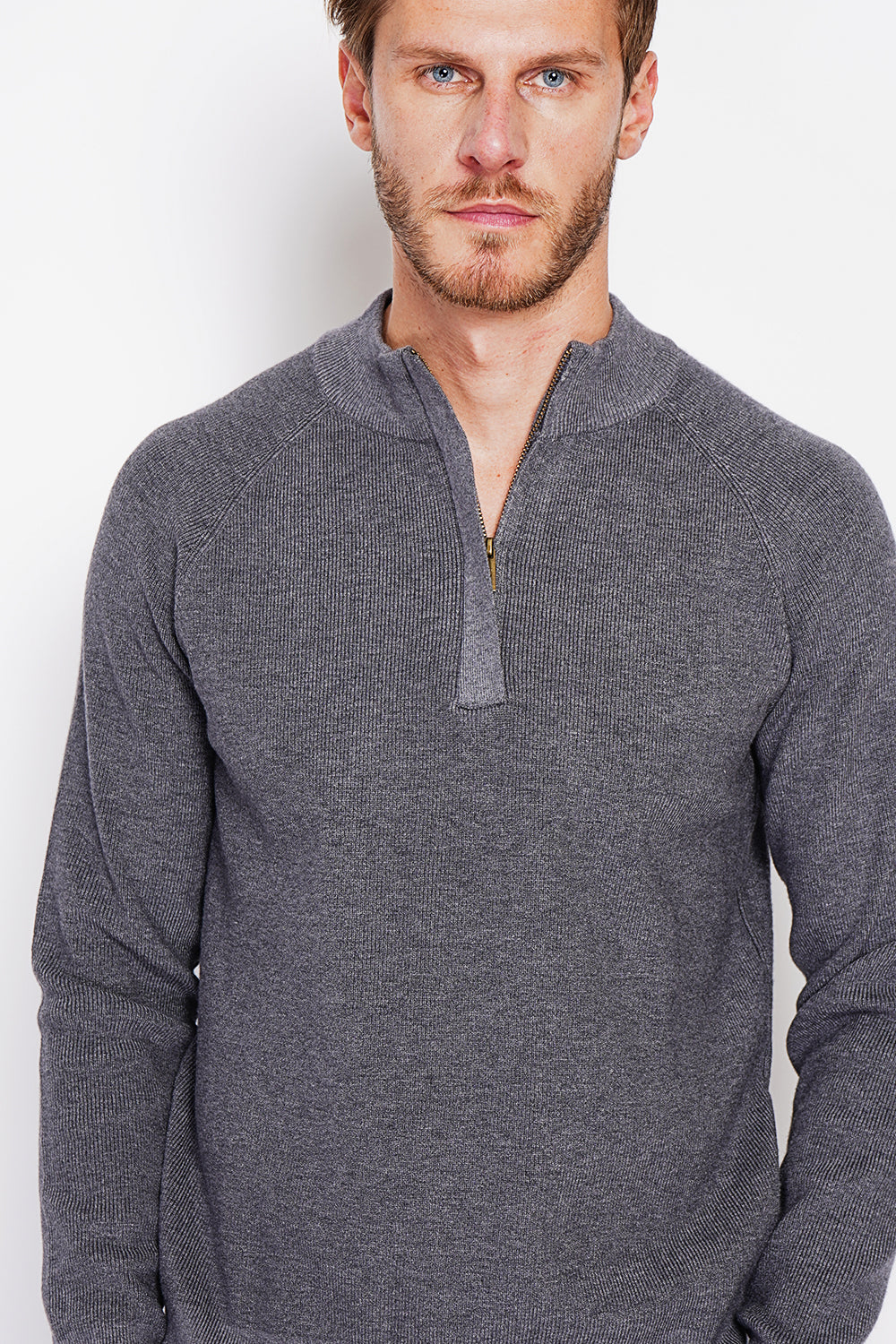 Half-zip polo sweater with long sleeves in 6 threads