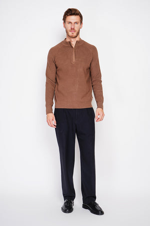 Half-zip polo sweater with long sleeves in 6 threads