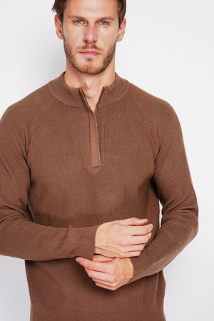 Half-zip polo sweater with long sleeves in 6 threads