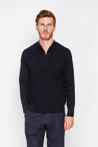 Half-zip polo sweater with long sleeves in 6 threads