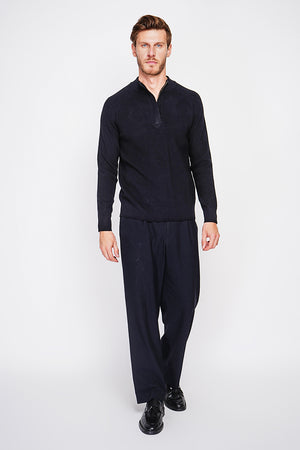 Half-zip polo sweater with long sleeves in 6 threads