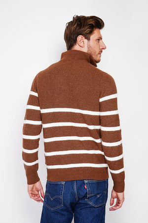 Fancy knitted sailor sweater with zipped trucker collar and sleeves
