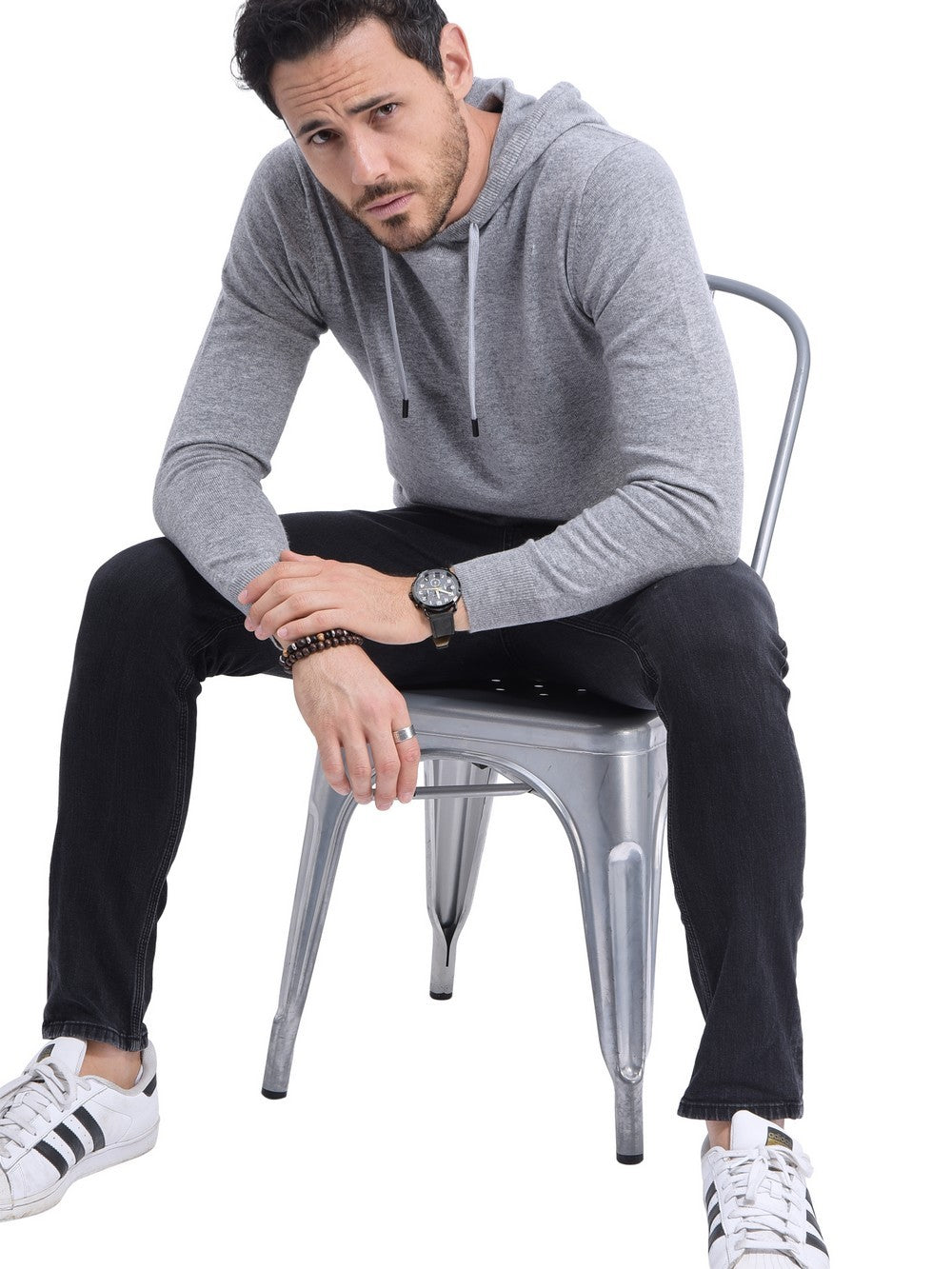 Pull homme à capuche – Gris – William de Faye