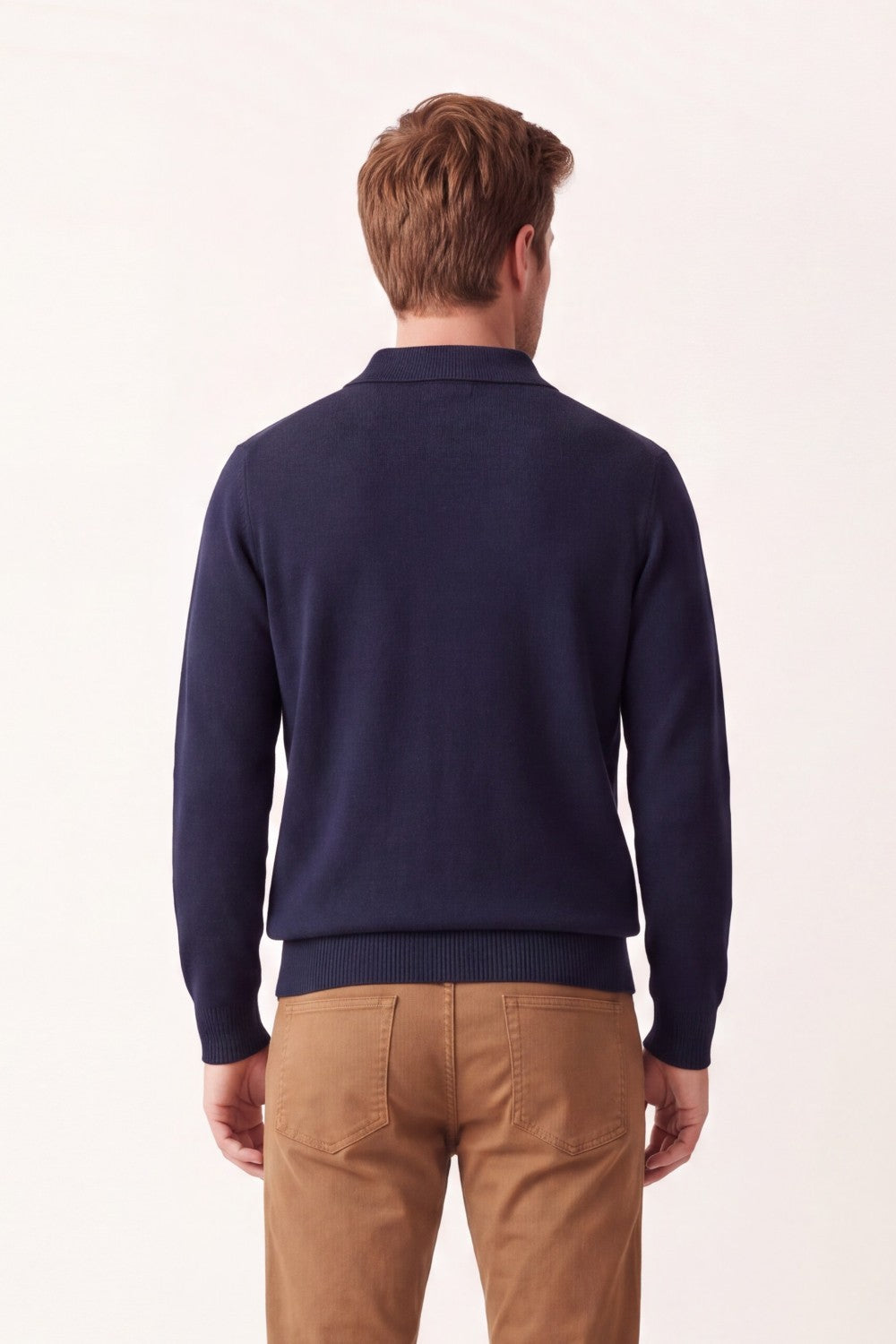 Pull homme polo demi-zippé – Bleu nuit – William de Faye