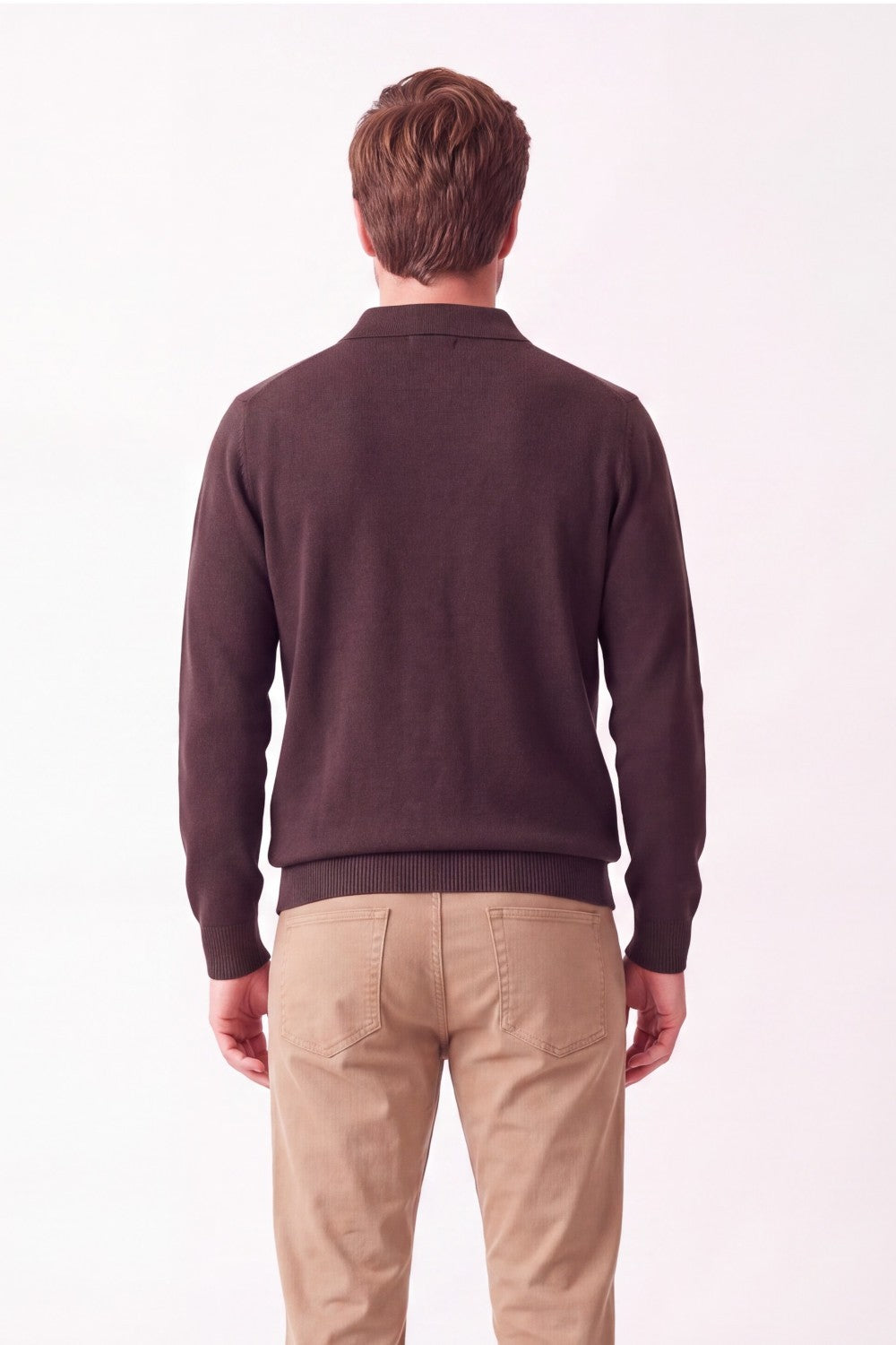 Pull homme polo demi-zippé – Café – William de Faye