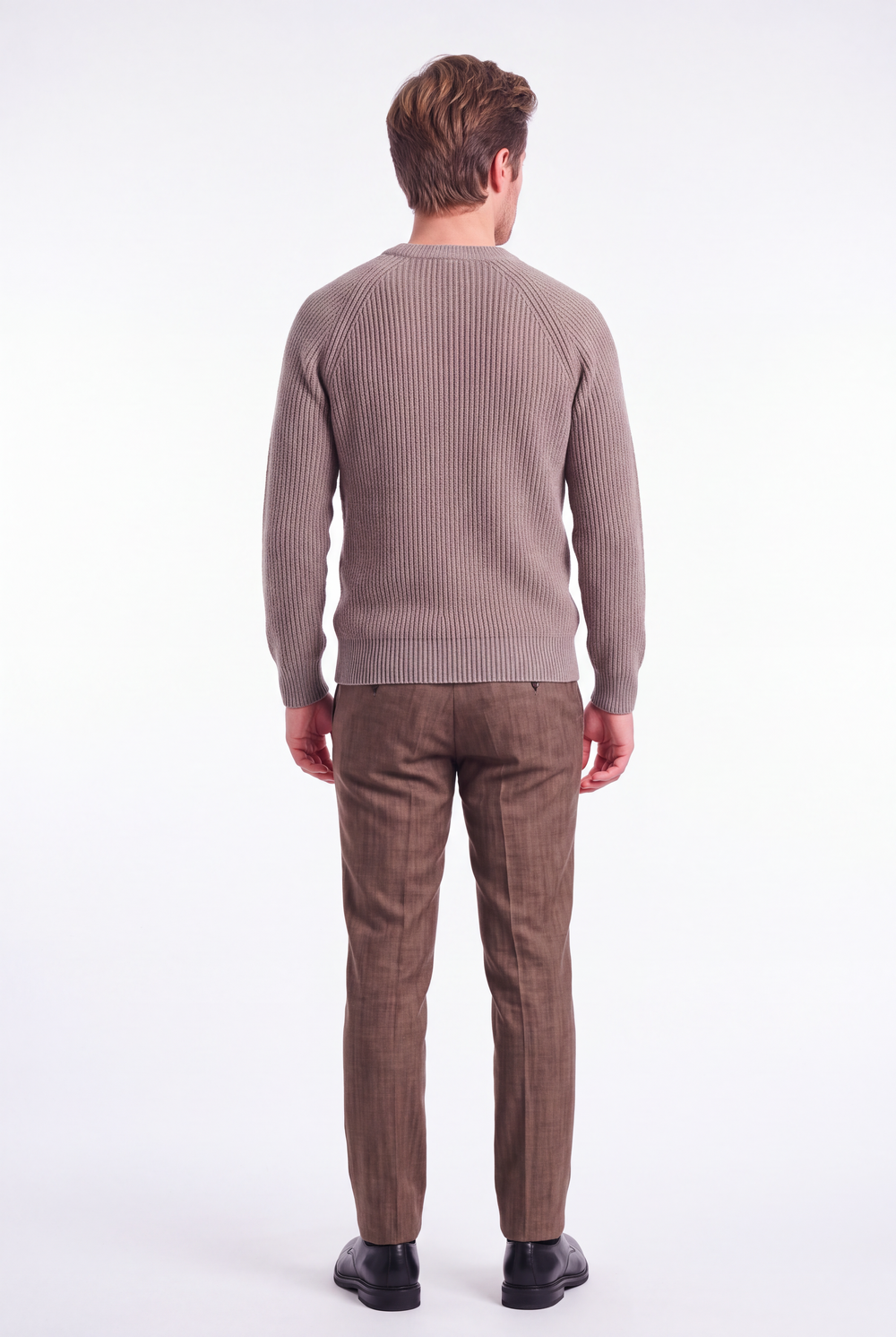 Pull homme col rond raglan 4 fils – Désert – William de Faye