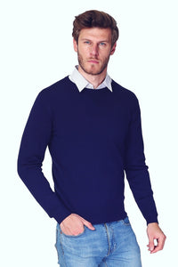 Fancy knit crewneck sweater in 3 threads with long sleeves
