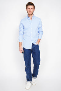 Spread Collar Twill Woven Cotton Shirt