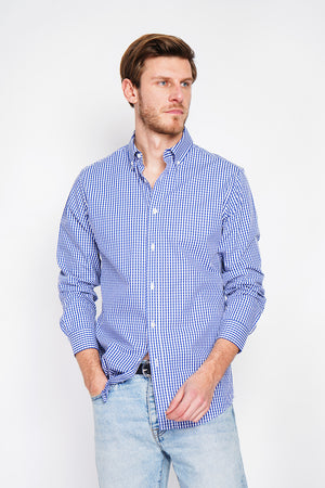 Spread Collar Twill Woven Cotton Shirt