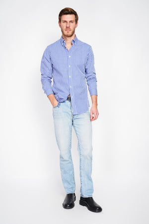 Spread Collar Twill Woven Cotton Shirt