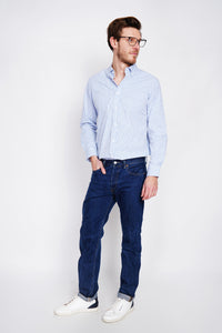 Plain linen shirt with classic collar