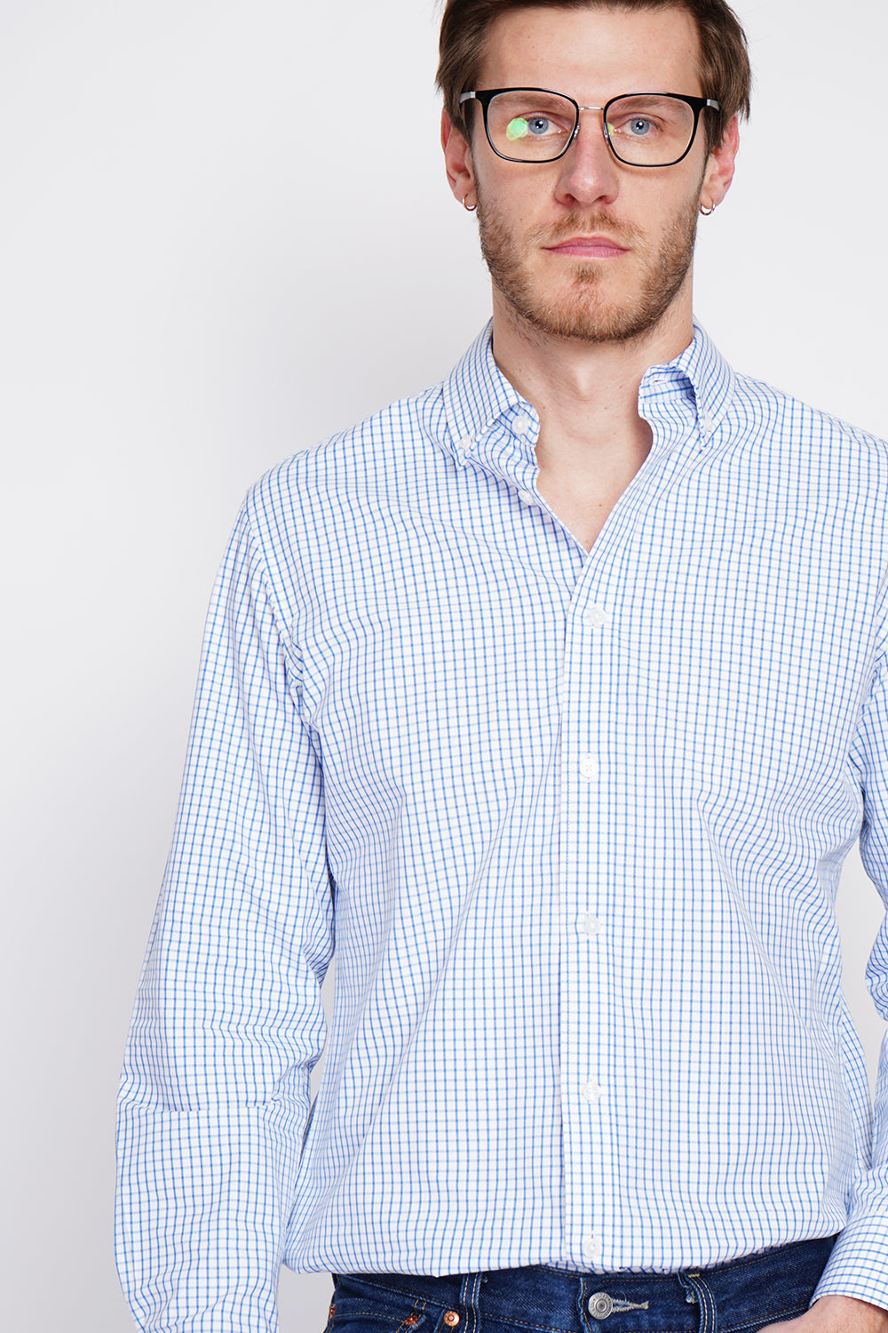 Plain linen shirt with classic collar